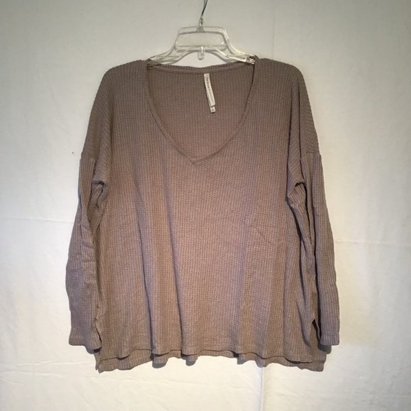 Aritzia The Group Babaton Dali Long Sleeve V-Neck Waffle Top Size S - Picture 6 of 9